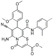 METHYL 6-AMINO-7-CYANO-8-(2,4-DIMETHOXYPHENYL)-9-(2,4-DIMETHYLPHENYLCARBAMOYL)-4-OXO-4,8-DIHYDROPYRIDO[2,1-B][1,3]THIAZINE-2-CARBOXYLATE Struktur