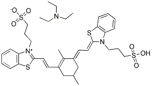 N,N-DIETHYL-1-ETHANAMINIUM 3-(2-[(Z)-2-(2,5-DIMETHYL-3-((E)-2-[3-(3-SULFONATOPROPYL)-1,3-BENZOTHIAZOL-3-IUM-2-YL]ETHENYL)-2-CYCLOHEXEN-1-YLIDENE)ETHYLIDENE]-1,3-BENZOTHIAZOL-3-YL)-1-PROPANESULFONATE Struktur