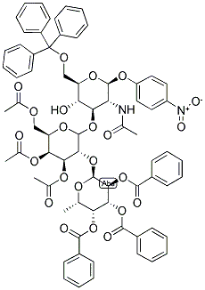 P-NITROPHENYL 2-ACETAMIDO-2-DEOXY-3-O-[2'-O-(2,3,4-TRI-O-BENZOYL-A-L-FUCOPYRANOSYL)-3',4',6'-TRI-O-ACETYL-D-GALACTOPYRANOSYL]-6-O-TRITYL-BETA-D-GLUCOPYRANOSIDE Struktur