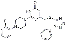 2-[4-(2-FLUOROPHENYL)-1-PIPERAZINYL]-6-{[(1-PHENYL-1H-1,2,3,4-TETRAAZOL-5-YL)SULFANYL]METHYL}-4(3H)-PYRIMIDINONE Struktur