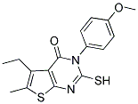 5-ETHYL-2-MERCAPTO-3-(4-METHOXYPHENYL)-6-METHYLTHIENO[2,3-D]PYRIMIDIN-4(3H)-ONE Struktur