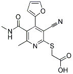 ((3-CYANO-4-(2-FURYL)-6-METHYL-5-[(METHYLAMINO)CARBONYL]PYRIDIN-2-YL)THIO)ACETIC ACID Struktur