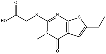 (6-ETHYL-3-METHYL-4-OXO-3,4-DIHYDRO-THIENO[2,3-D]PYRIMIDIN-2-YLSULFANYL)-ACETIC ACID Struktur