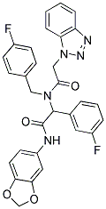 2-(2-(1H-BENZO[D][1,2,3]TRIAZOL-1-YL)-N-(4-FLUOROBENZYL)ACETAMIDO)-N-(BENZO[D][1,3]DIOXOL-5-YL)-2-(3-FLUOROPHENYL)ACETAMIDE Struktur