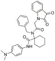 1-(N-BENZYL-2-(2,3-DIOXOINDOLIN-1-YL)ACETAMIDO)-N-(4-(DIMETHYLAMINO)PHENYL)CYCLOHEXANECARBOXAMIDE Struktur