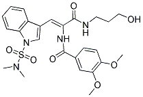 (Z)-N-(1-(1-(N,N-DIMETHYLSULFAMOYL)-1H-INDOL-3-YL)-3-(3-HYDROXYPROPYLAMINO)-3-OXOPROP-1-EN-2-YL)-3,4-DIMETHOXYBENZAMIDE Struktur