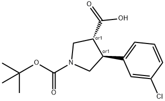 BOC-(TRANS)-4-(3-CHLORO-PHENYL)-PYRROLIDINE-3-CARBOXYLIC ACID Struktur