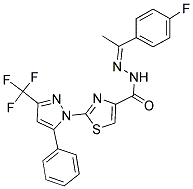 N'-[(1Z)-1-(4-FLUOROPHENYL)ETHYLIDENE]-2-[5-PHENYL-3-(TRIFLUOROMETHYL)-1H-PYRAZOL-1-YL]-1,3-THIAZOLE-4-CARBOHYDRAZIDE Struktur