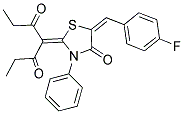 4-[(5E)-5-(4-FLUOROBENZYLIDENE)-4-OXO-3-PHENYL-1,3-THIAZOLIDIN-2-YLIDENE]HEPTANE-3,5-DIONE Struktur