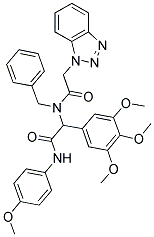 2-(2-(1H-BENZO[D][1,2,3]TRIAZOL-1-YL)-N-BENZYLACETAMIDO)-N-(4-METHOXYPHENYL)-2-(3,4,5-TRIMETHOXYPHENYL)ACETAMIDE Struktur