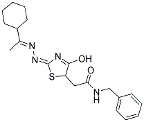 N-BENZYL-2-((E)-2-((E)-(1-CYCLOHEXYLETHYLIDENE)HYDRAZONO)-4-HYDROXY-2,5-DIHYDROTHIAZOL-5-YL)ACETAMIDE Struktur