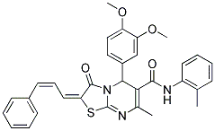 (E)-5-(3,4-DIMETHOXYPHENYL)-7-METHYL-3-OXO-2-(3-PHENYLALLYLIDENE)-N-O-TOLYL-3,5-DIHYDRO-2H-THIAZOLO[3,2-A]PYRIMIDINE-6-CARBOXAMIDE Struktur