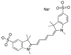 3H-INDOLIUM, 2-[5-(1,3-DIHYDRO-1,3,3-TRIMETHYL-5-SULFO-2H-INDOL-2-YLIDENE)-1,3-PENTADIENYL]-1,3,3-TRIMETHYL-5-SULFO-, INNER SALT, SODIUM SALT Struktur