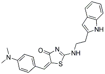 (5E)-5-[4-(DIMETHYLAMINO)BENZYLIDENE]-2-{[2-(1H-INDOL-2-YL)ETHYL]AMINO}-1,3-THIAZOL-4(5H)-ONE Struktur