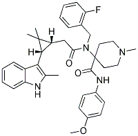 4-(2-((1R,3S)-2,2-DIMETHYL-3-(2-METHYL-1H-INDOL-3-YL)CYCLOPROPYL)-N-(2-FLUOROBENZYL)ACETAMIDO)-N-(4-METHOXYPHENYL)-1-METHYLPIPERIDINE-4-CARBOXAMIDE Struktur