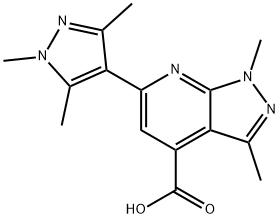 1,3-DIMETHYL-6-(1,3,5-TRIMETHYL-1 H-PYRAZOL-4-YL)-1 H-PYRAZOLO[3,4-B ]PYRIDINE-4-CARBOXYLIC ACID Struktur