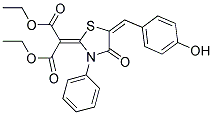 DIETHYL 2-{5-[(E)-(4-HYDROXYPHENYL)METHYLIDENE]-4-OXO-3-PHENYL-1,3-THIAZOLIDIN-2-YLIDENE}MALONATE Struktur