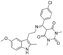 5-((4-CHLOROPHENYL){[2-(5-METHOXY-2-METHYL-1H-INDOL-3-YL)ETHYL]IMINO}METHYL)-1,3-DIMETHYL-2,4,6(1H,3H,5H)-PYRIMIDINETRIONE Struktur