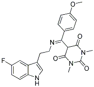 5-[{[2-(5-FLUORO-1H-INDOL-3-YL)ETHYL]IMINO}(4-METHOXYPHENYL)METHYL]-1,3-DIMETHYL-2,4,6(1H,3H,5H)-PYRIMIDINETRIONE Struktur