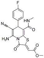 METHYL (2Z)-[5-AMINO-6-CYANO-7-(4-FLUOROPHENYL)-8-[(METHYLAMINO)CARBONYL]-3-OXO-7H-[1,3]THIAZOLO[3,2-A]PYRIDIN-2(3H)-YLIDENE]ACETATE Struktur