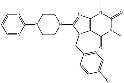 7-(4-CHLOROBENZYL)-1,3-DIMETHYL-8-(4-PYRIMIDIN-2-YLPIPERAZIN-1-YL)-3,7-DIHYDRO-1H-PURINE-2,6-DIONE Struktur