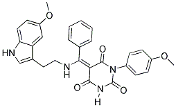 (E)-5-((2-(5-METHOXY-1H-INDOL-3-YL)ETHYLAMINO)(PHENYL)METHYLENE)-1-(4-METHOXYPHENYL)PYRIMIDINE-2,4,6(1H,3H,5H)-TRIONE Struktur