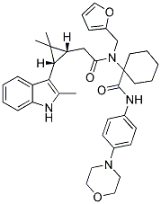 1-(2-((1R,3S)-2,2-DIMETHYL-3-(2-METHYL-1H-INDOL-3-YL)CYCLOPROPYL)-N-(FURAN-2-YLMETHYL)ACETAMIDO)-N-(4-MORPHOLINOPHENYL)CYCLOHEXANECARBOXAMIDE Struktur