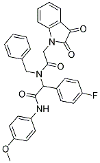 N-BENZYL-2-(2,3-DIOXOINDOLIN-1-YL)-N-(1-(4-FLUOROPHENYL)-2-(4-METHOXYPHENYLAMINO)-2-OXOETHYL)ACETAMIDE Struktur