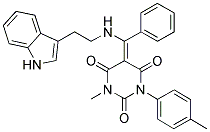 5-[(Z)-{[2-(1H-INDOL-3-YL)ETHYL]AMINO}(PHENYL)METHYLIDENE]-1-METHYL-3-(4-METHYLPHENYL)-2,4,6(1H,3H)-PYRIMIDINETRIONE Struktur