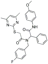 2-(4,6-DIMETHYLPYRIMIDIN-2-YLTHIO)-N-(4-FLUOROBENZYL)-N-(2-(4-METHOXYPHENYLAMINO)-2-OXO-1-PHENYLETHYL)ACETAMIDE Struktur