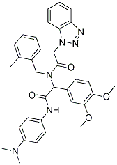 2-(2-(1H-BENZO[D][1,2,3]TRIAZOL-1-YL)-N-(2-METHYLBENZYL)ACETAMIDO)-2-(3,4-DIMETHOXYPHENYL)-N-(4-(DIMETHYLAMINO)PHENYL)ACETAMIDE Struktur