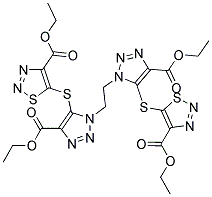 DIETHYL 5,5'-(3,3'-(ETHANE-1,2-DIYL)BIS(5-(ETHOXYCARBONYL)-3H-1,2,3-TRIAZOLE-4,3-DIYL))BIS(SULFANEDIYL)BIS(1,2,3-THIADIAZOLE-4-CARBOXYLATE) Struktur