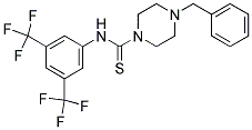 ((3,5-BIS(TRIFLUOROMETHYL)PHENYL)AMINO)(4-BENZYLPIPERAZINYL)METHANE-1-THIONE Struktur