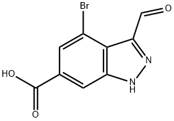 4-BROMO-3-FORMYL-6-INDAZOLECARBOXYLIC ACID Struktur