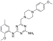 N~2~-(2-METHOXY-5-METHYLPHENYL)-6-{[4-(4-METHOXYPHENYL)-1-PIPERAZINYL]METHYL}-1,3,5-TRIAZINE-2,4-DIAMINE Struktur