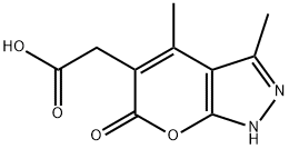 (3,4-DIMETHYL-6-OXO-1,6-DIHYDRO-PYRANO[2,3-C]-PYRAZOL-5-YL)-ACETIC ACID Struktur