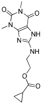 2-[(1,3-DIMETHYL-2,6-DIOXO-2,3,6,7-TETRAHYDRO-1H-PURIN-8-YL)AMINO]ETHYL CYCLOPROPANECARBOXYLATE Struktur