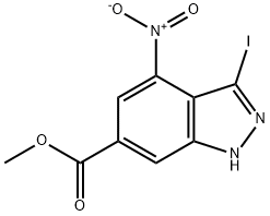 3-IODO-4-NITRO-6-(1H)INDAZOLE CARBOXYLIC ACID METHYL ESTER Struktur