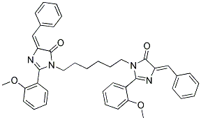 (E)-4-BENZYLIDENE-1-(6-((Z)-4-BENZYLIDENE-2-(2-METHOXYPHENYL)-5-OXO-4,5-DIHYDROIMIDAZOL-1-YL)HEXYL)-2-(2-METHOXYPHENYL)-1H-IMIDAZOL-5(4H)-ONE Struktur