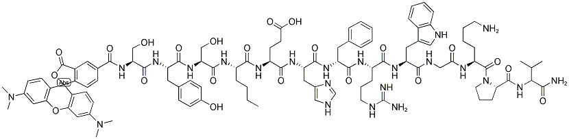 5-TMR-SER-TYR-SER-NLE-GLU-HIS-D-PHE-ARG-TRP-GLY-LYS-PRO-VAL-NH2 Struktur