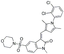 (Z)-3-((1-(2,3-DICHLOROPHENYL)-2,5-DIMETHYL-1H-PYRROL-3-YL)METHYLENE)-1-METHYL-5-(MORPHOLINOSULFONYL)INDOLIN-2-ONE Struktur