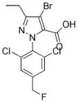 4-BROMO-1-[2,6-DICHLORO-4-(FLUOROMETHYL)PHENYL]-3-ETHYL-1H-PYRAZOLE-5-CARBOXYLIC ACID Struktur