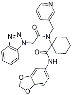 1-(2-(1H-BENZO[D][1,2,3]TRIAZOL-1-YL)-N-(PYRIDIN-3-YLMETHYL)ACETAMIDO)-N-(BENZO[D][1,3]DIOXOL-5-YL)CYCLOHEXANECARBOXAMIDE Struktur