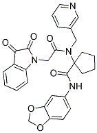 N-(BENZO[D][1,3]DIOXOL-5-YL)-1-(2-(2,3-DIOXOINDOLIN-1-YL)-N-(PYRIDIN-3-YLMETHYL)ACETAMIDO)CYCLOPENTANECARBOXAMIDE Struktur