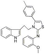 N-[(2E)-3-[2-(1H-INDOL-3-YL)ETHYL]-4-(4-METHYLPHENYL)-1,3-THIAZOL-2(3H)-YLIDENE]-N-(2-METHOXYPHENYL)AMINE Struktur