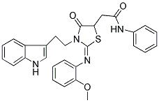 2-{3-[2-(1H-INDOL-3-YL)ETHYL]-2-[(2-METHOXYPHENYL)IMINO]-4-OXO-1,3-THIAZOLIDIN-5-YL}-N-PHENYLACETAMIDE Struktur