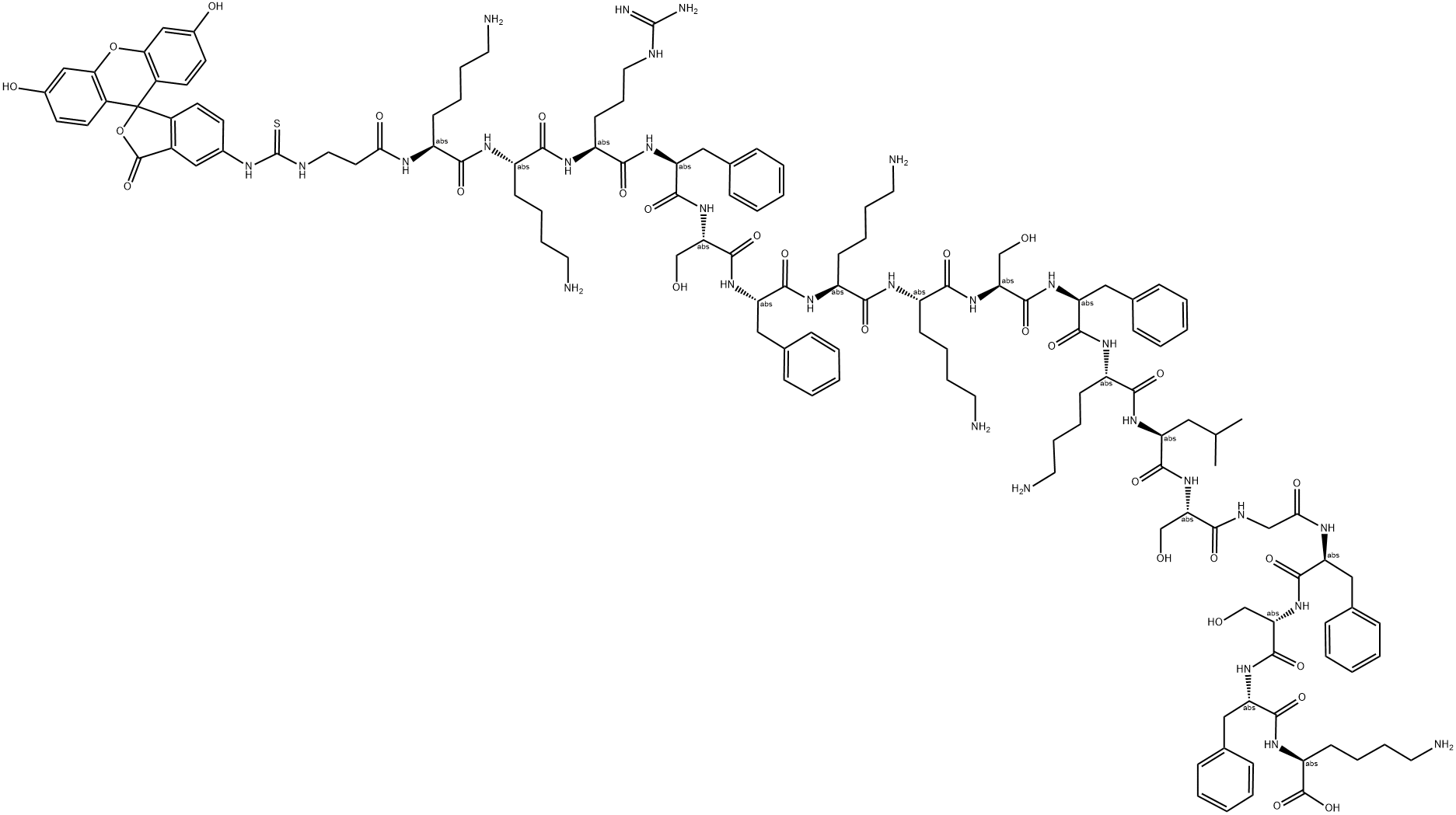 FITC-(B-ALA)KKRFSFKKSFKLSGFSFK-OH Struktur