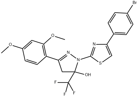 1-[4-(4-BROMOPHENYL)-1,3-THIAZOL-2-YL]-3-(2,4-DIMETHOXYPHENYL)-5-(TRIFLUOROMETHYL)-4,5-DIHYDRO-1H-PYRAZOL-5-OL Struktur