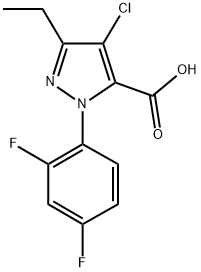 4-CHLORO-1-(2,4-DIFLUOROPHENYL)-3-ETHYL-1H-PYRAZOLE-5-CARBOXYLIC ACID Struktur