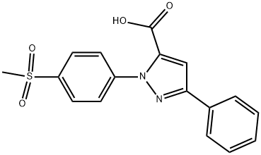 1-(4-(METHYLSULFONYL)PHENYL)-3-PHENYL-1H-PYRAZOLE-5-CARBOXYLIC ACID Struktur